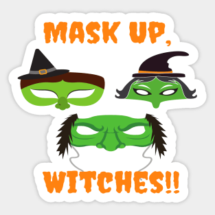 Mask Up, Witches Scary Halloween Mask Sticker